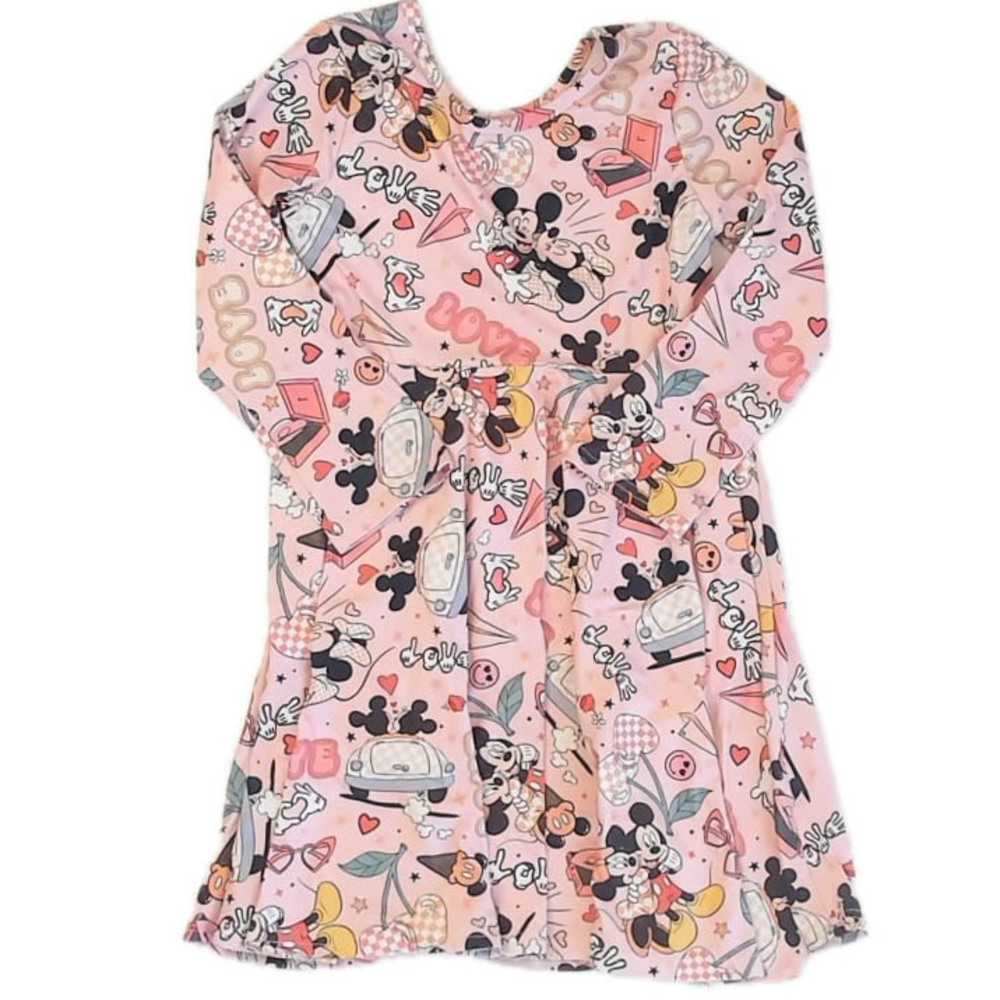 Rylee Faith Designs Girls Pink Minnie Dress size: 7 Years